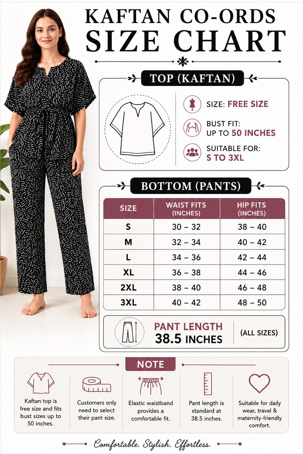 Kaftan coords - Black and white