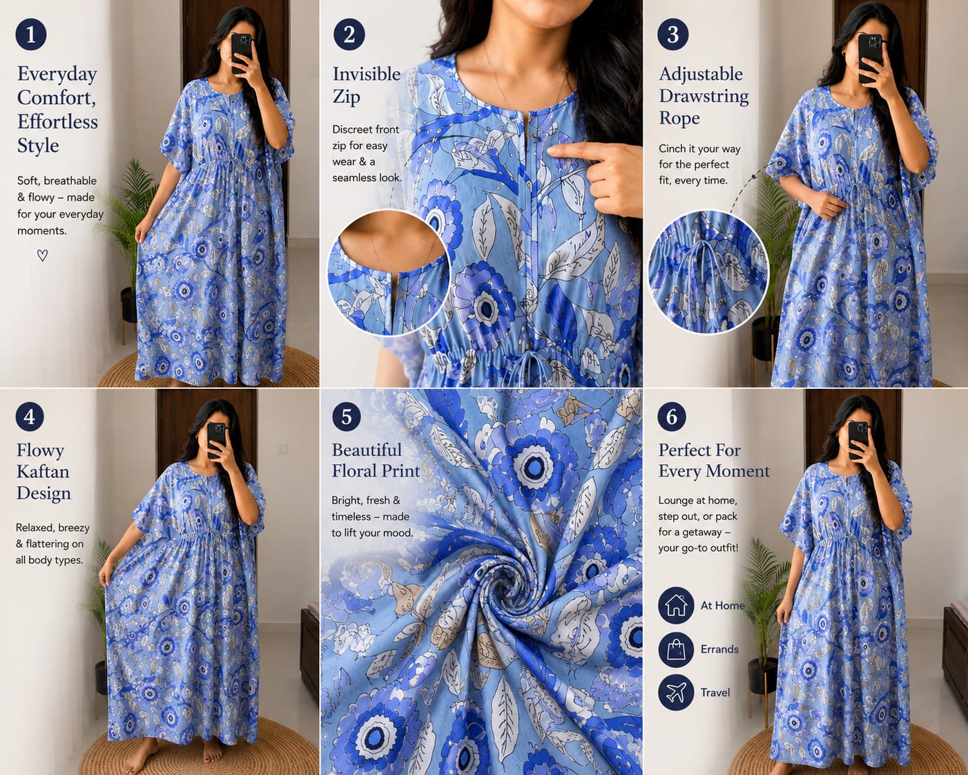 Kaftan - Tie dye Blue