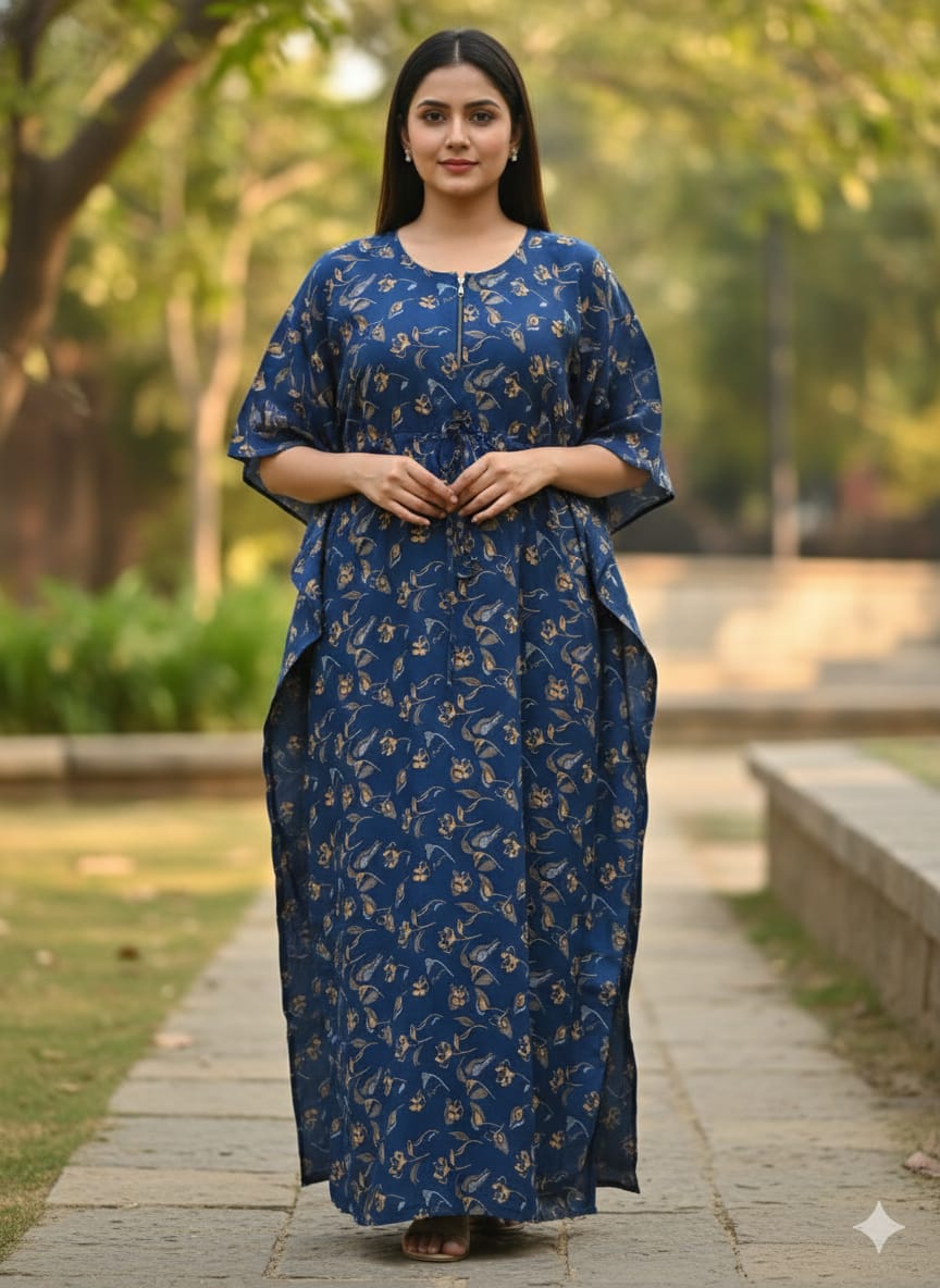 Kaftan - Peacock Blue Floral