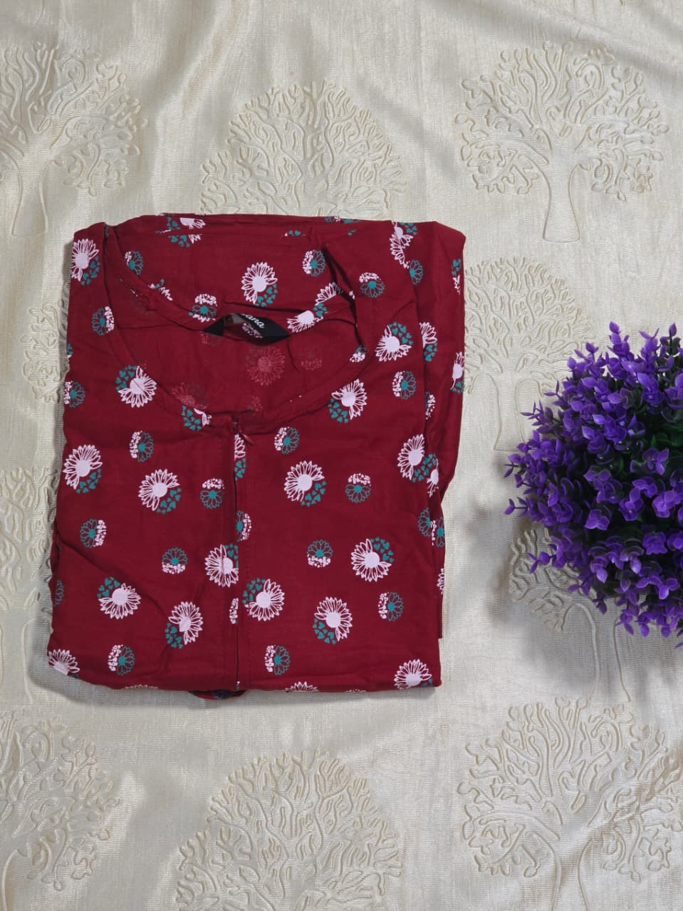 Kaftan - Maroon dots