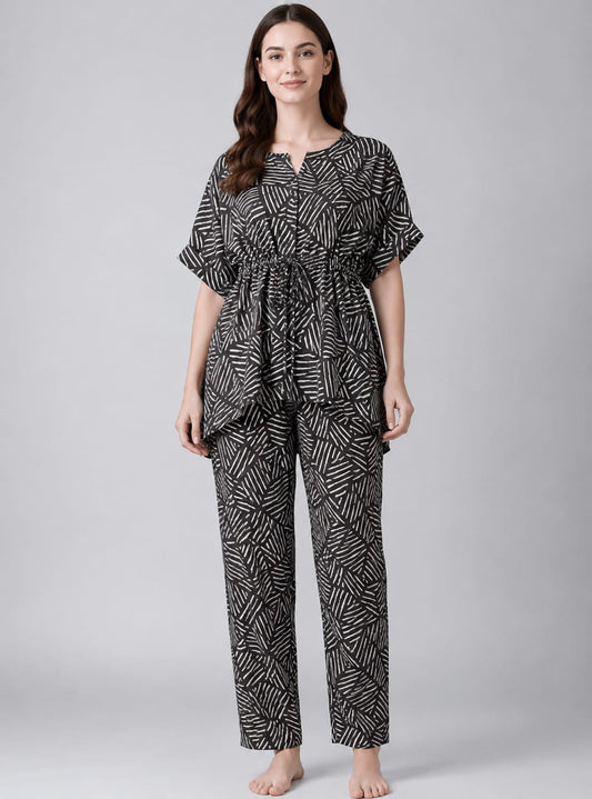 Kaftan coords - coffee brown stripes