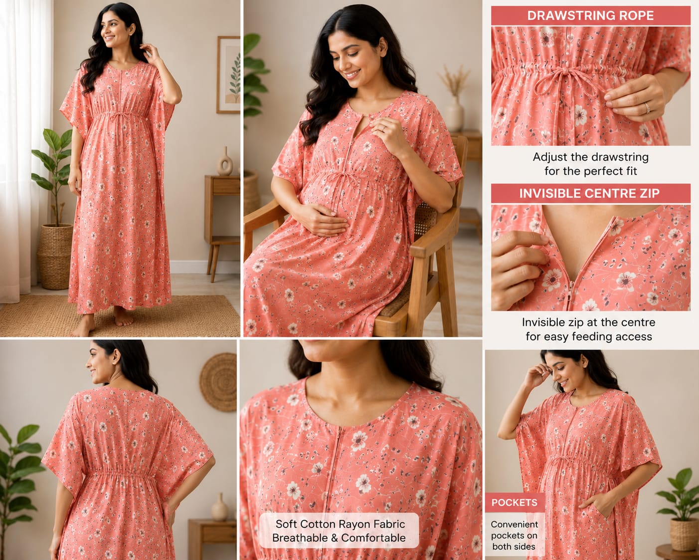 Amazon Green Maternity Feeding Kaftan