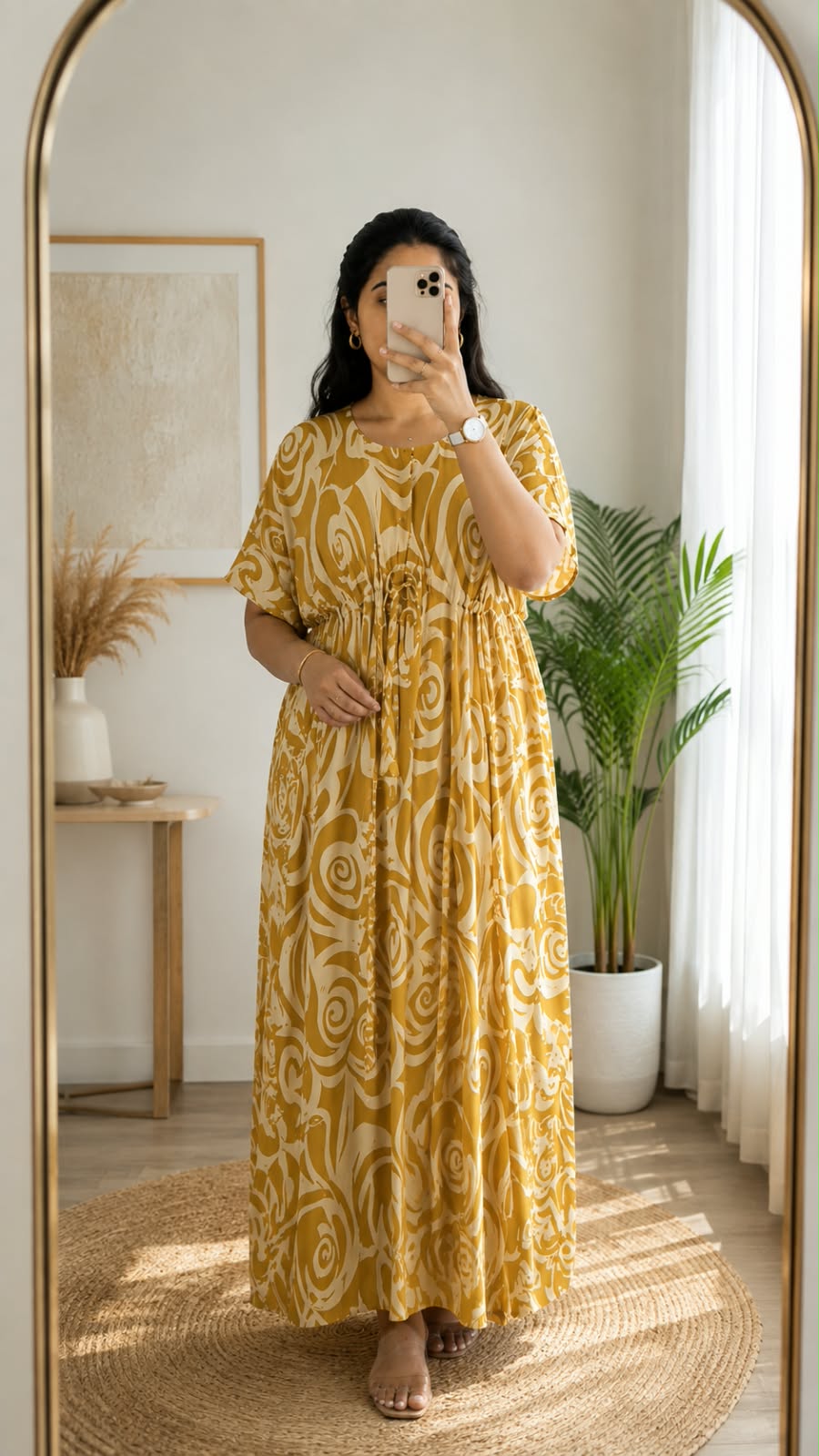 Kaftan - Yellowish Green Floral