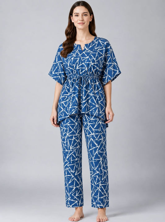Kaftan Co-ord Set – Dark Blue