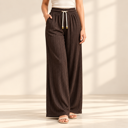 Sana Outfits brown palazzo pants worn by model