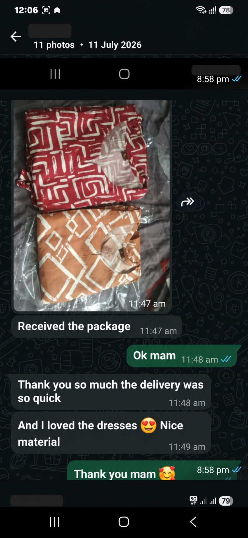 Customer review: quick delivery and nice material